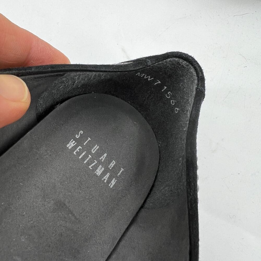 Stuart Weitzman Flats Womens 8‎ Black Crystal Studded Suede Ballet Slippers - Picture 9 of 12
